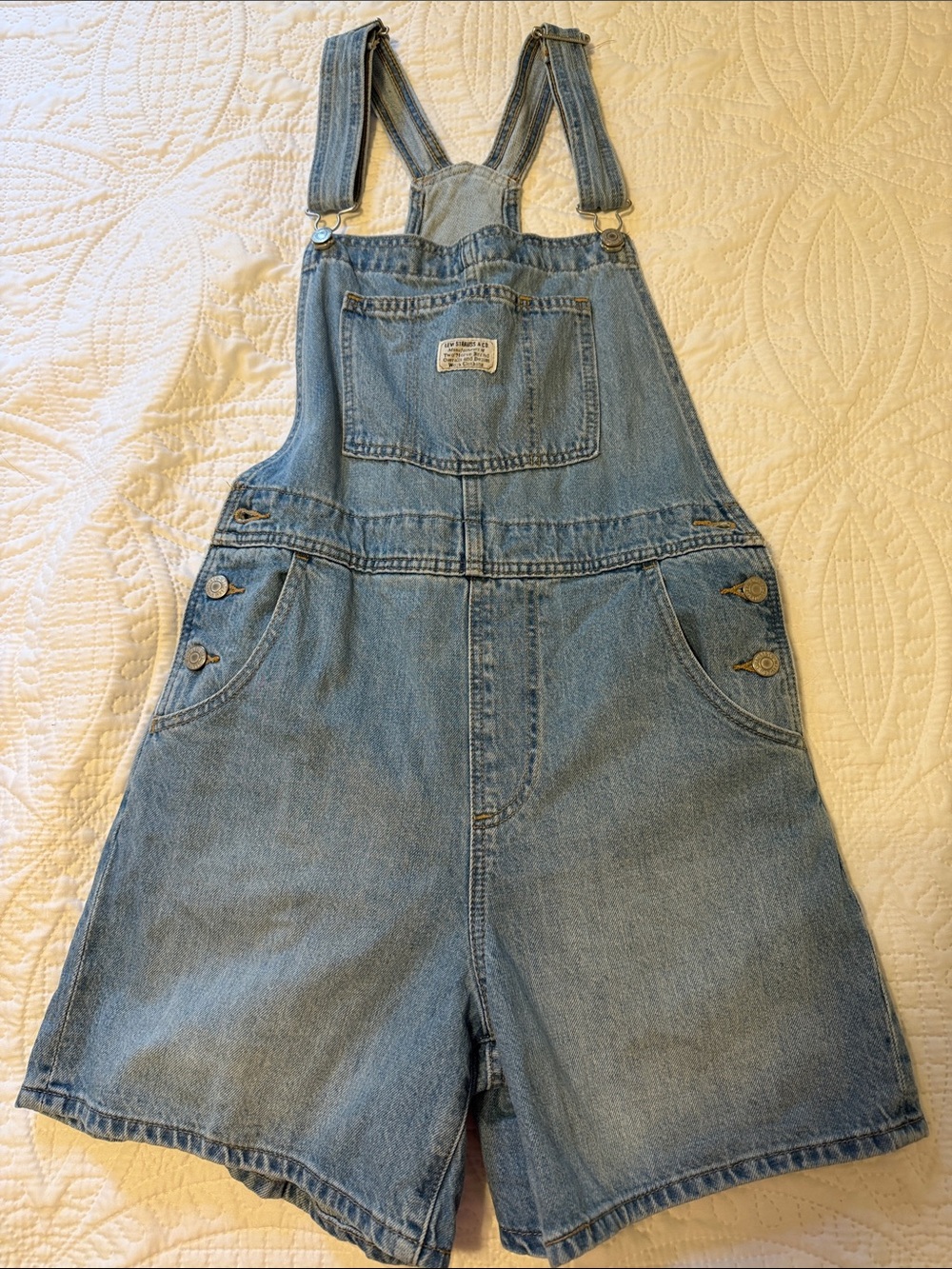 Women’s Denim Short Overalls - Light Blue -